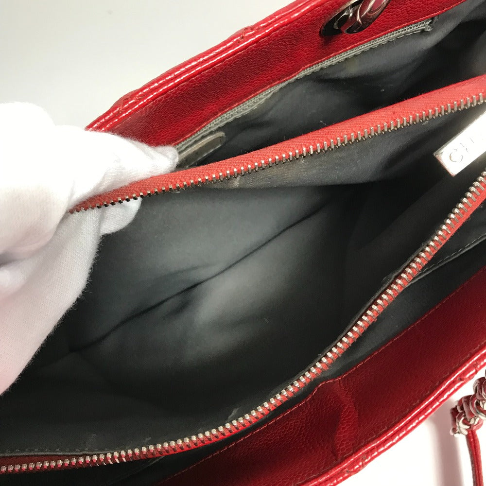 CHANEL Tote Bag A50995 Caviar skin Red CC COCO Mark Shoulder Bag Matelasse quilting Women Used