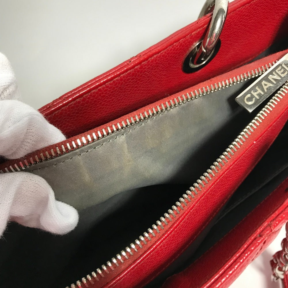 CHANEL Tote Bag A50995 Caviar skin Red CC COCO Mark Shoulder Bag Matelasse quilting Women Used