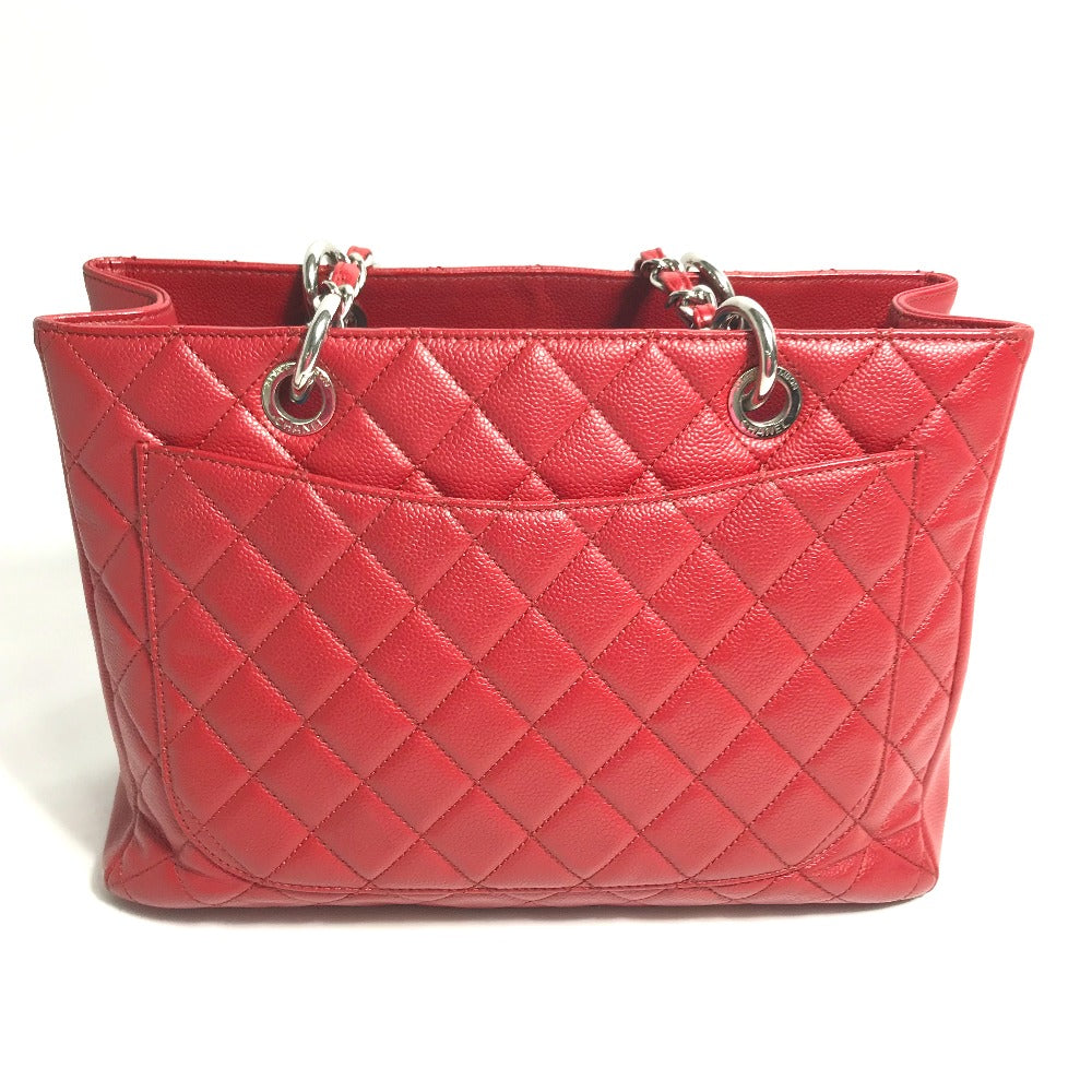 CHANEL Tote Bag A50995 Caviar skin Red CC COCO Mark Shoulder Bag Matelasse quilting Women Used