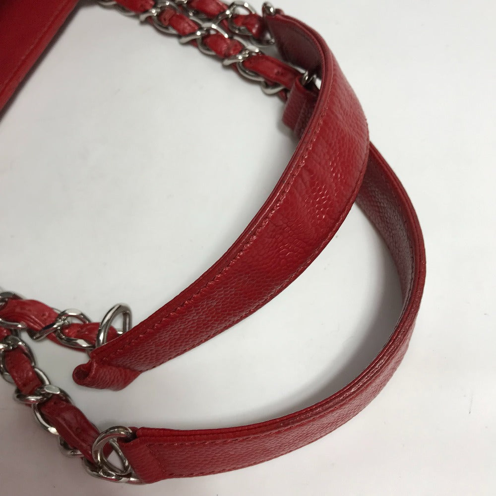CHANEL Tote Bag A50995 Caviar skin Red CC COCO Mark Shoulder Bag Matelasse quilting Women Used