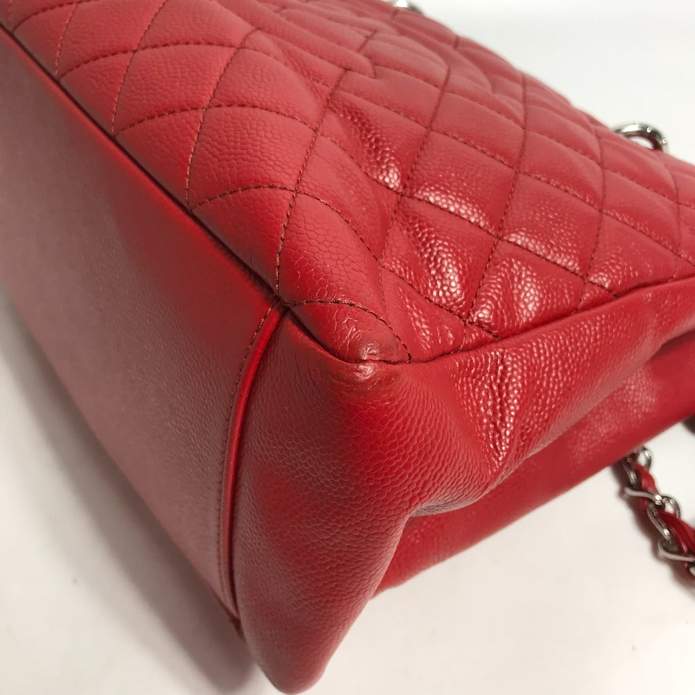 CHANEL Tote Bag A50995 Caviar skin Red CC COCO Mark Shoulder Bag Matelasse quilting Women Used