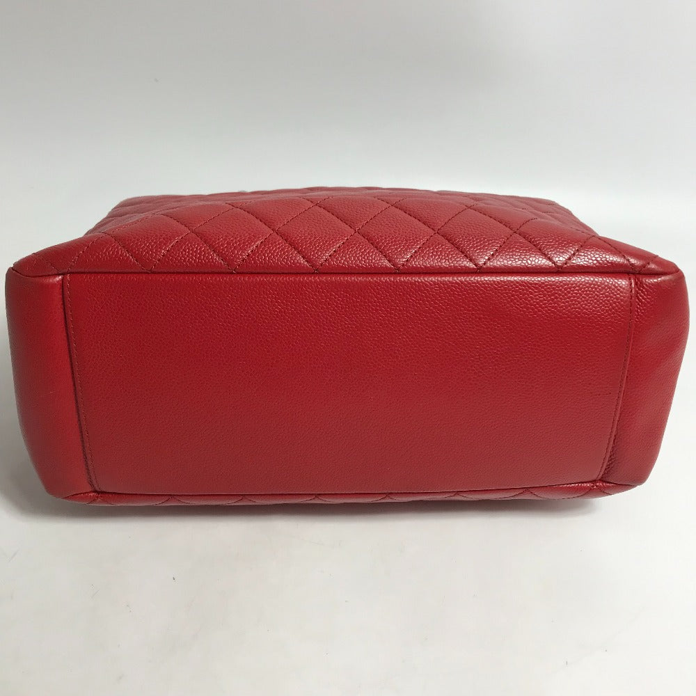 CHANEL Tote Bag A50995 Caviar skin Red CC COCO Mark Shoulder Bag Matelasse quilting Women Used