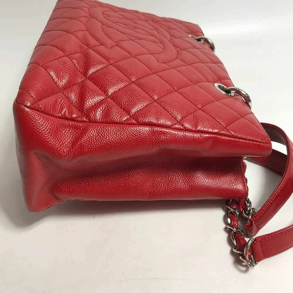 CHANEL Tote Bag A50995 Caviar skin Red CC COCO Mark Shoulder Bag Matelasse quilting Women Used
