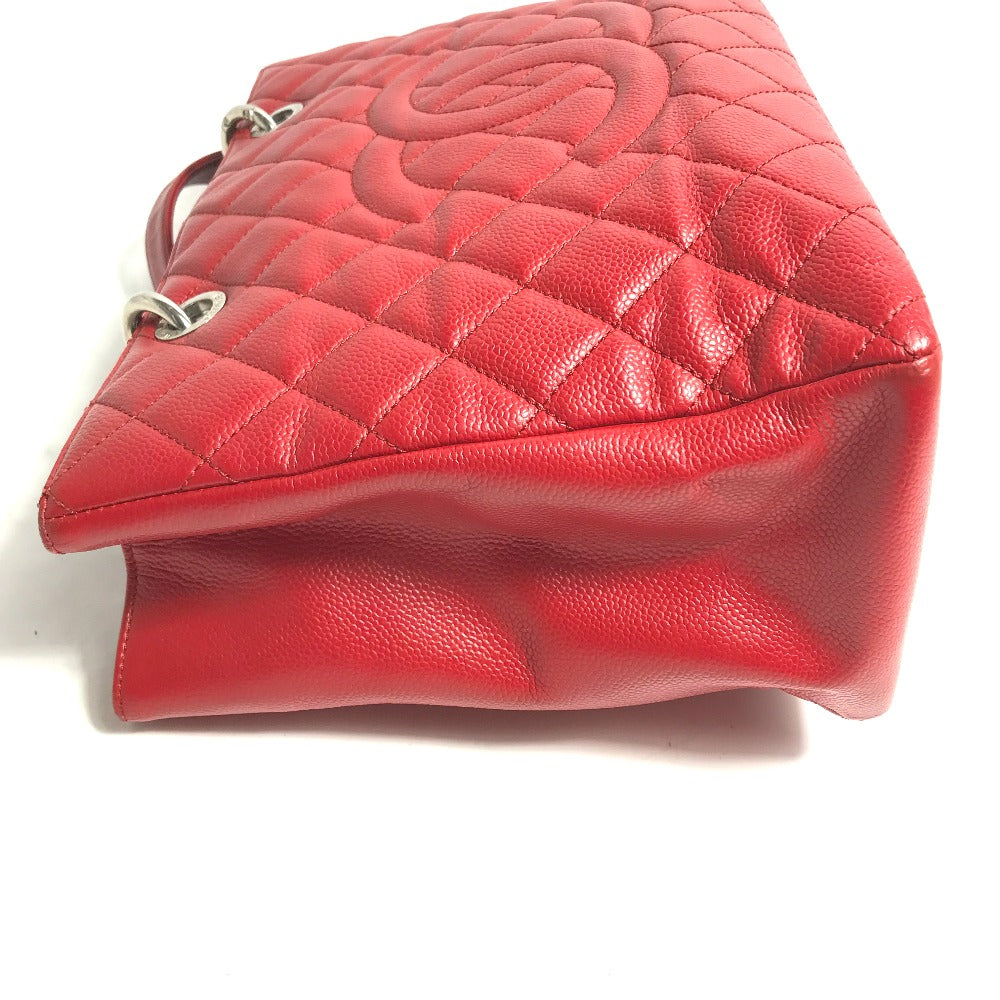 CHANEL Tote Bag A50995 Caviar skin Red CC COCO Mark Shoulder Bag Matelasse quilting Women Used