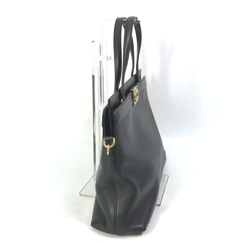 GUCCI Handbag 630595 leather black Tote Bag Interlocking G Women Secondhand