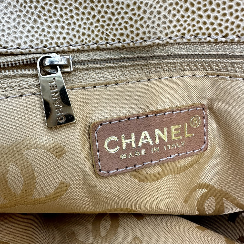 CHANEL Tote Bag Caviar skin beige COCO Mark CC Women Used