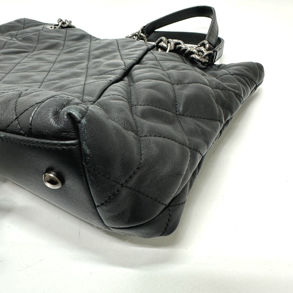 CHANEL Shoulder Bag leather black COCO Mark Matrasse Women Used
