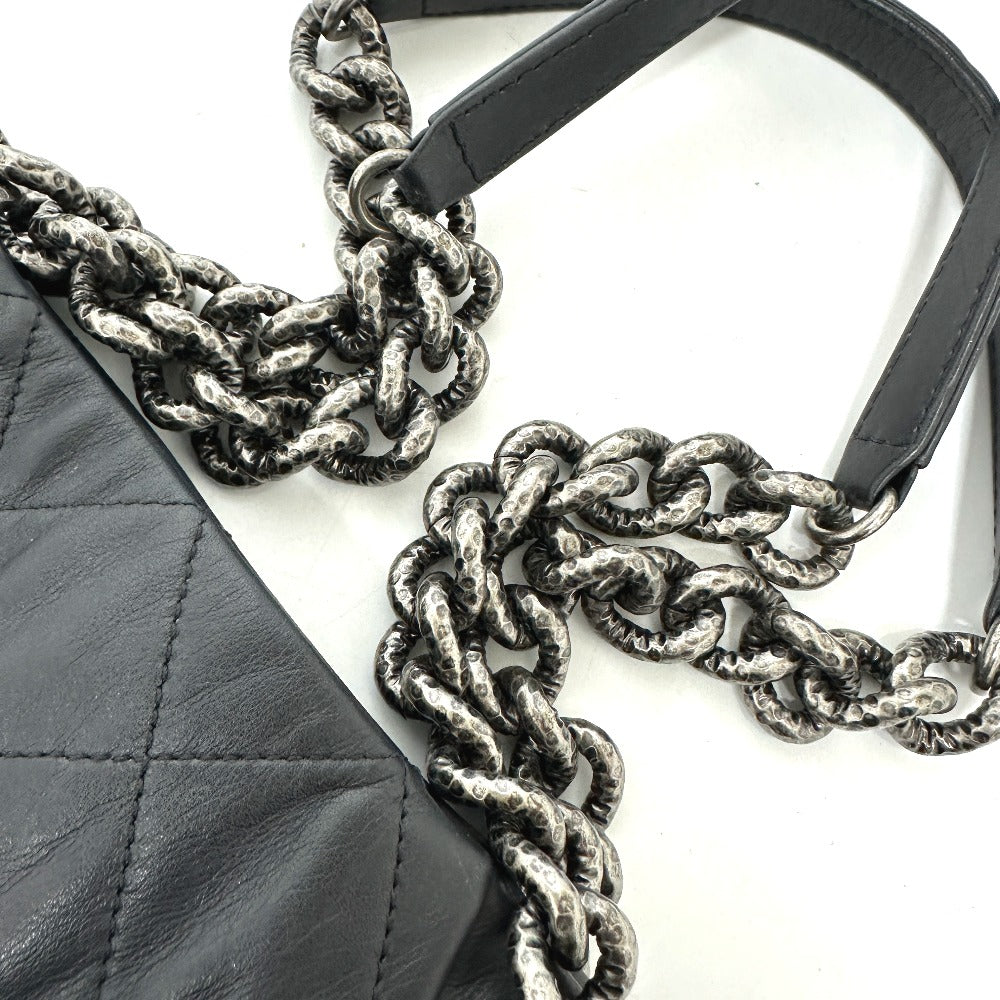 CHANEL Shoulder Bag leather black COCO Mark Matrasse Women Used