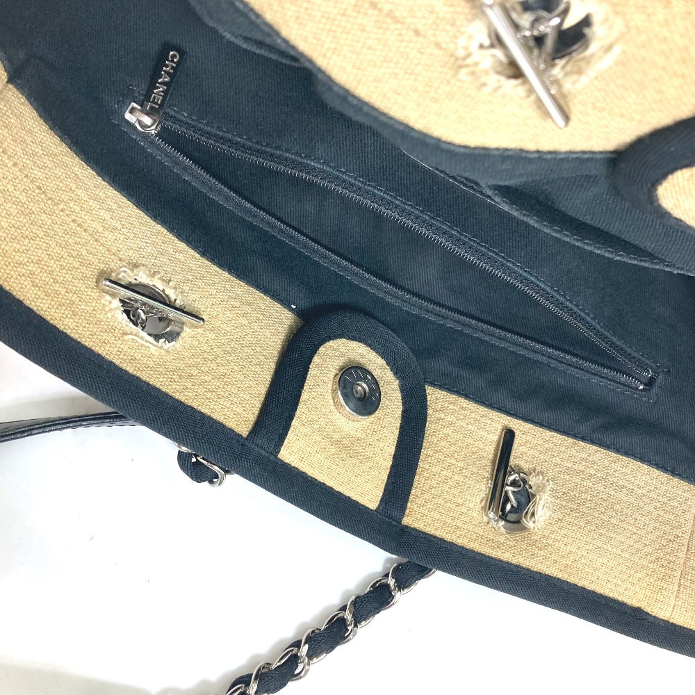 CHANEL Tote Bag Canvas / leather beige Shoulder Bag Shoulder Bag Deauville Women Used