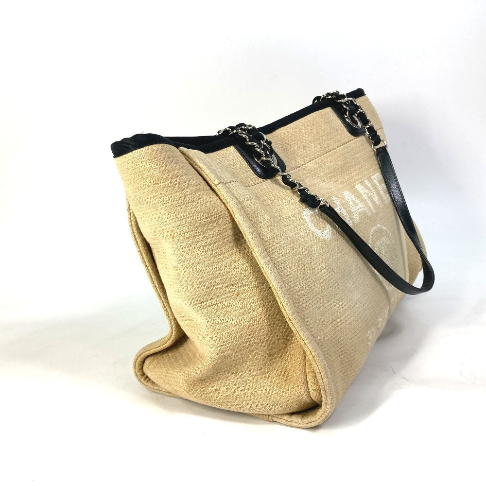 CHANEL Tote Bag Canvas / leather beige Shoulder Bag Shoulder Bag Deauville Women Used