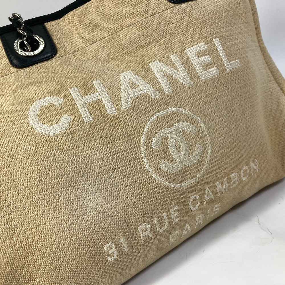 CHANEL Tote Bag Canvas / leather beige Shoulder Bag Shoulder Bag Deauville Women Used