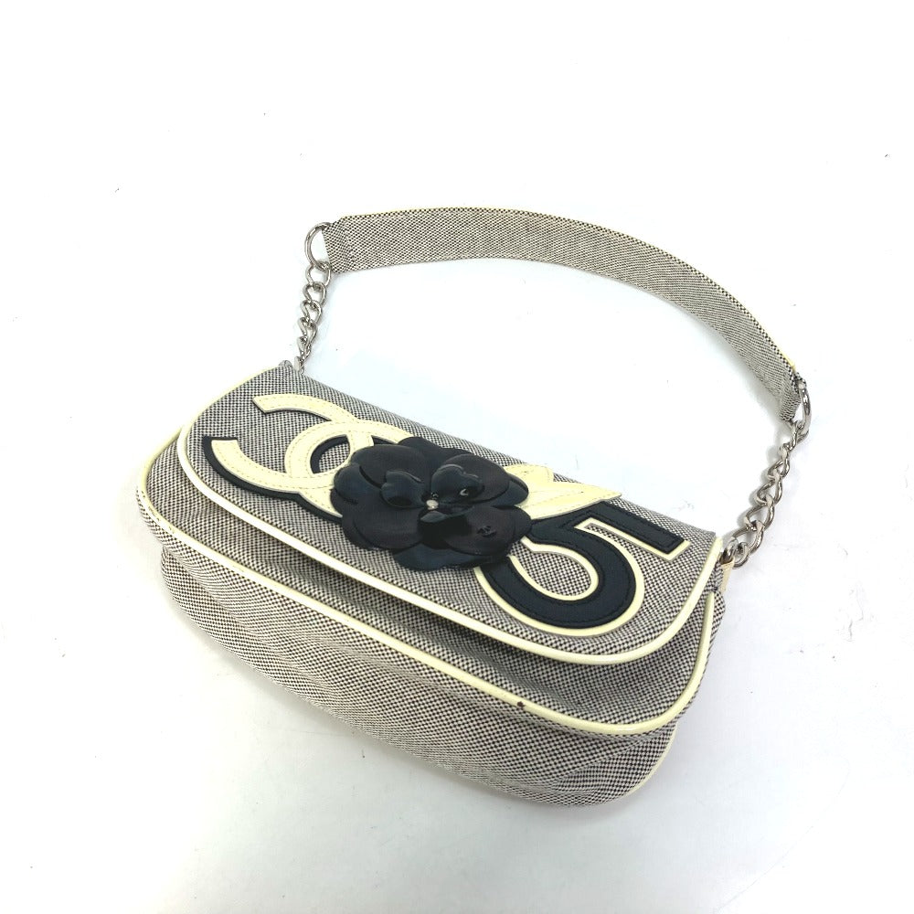 CHANEL Shoulder Bag canvas Gray type No.5 CC Camellia COCO Mark Chain