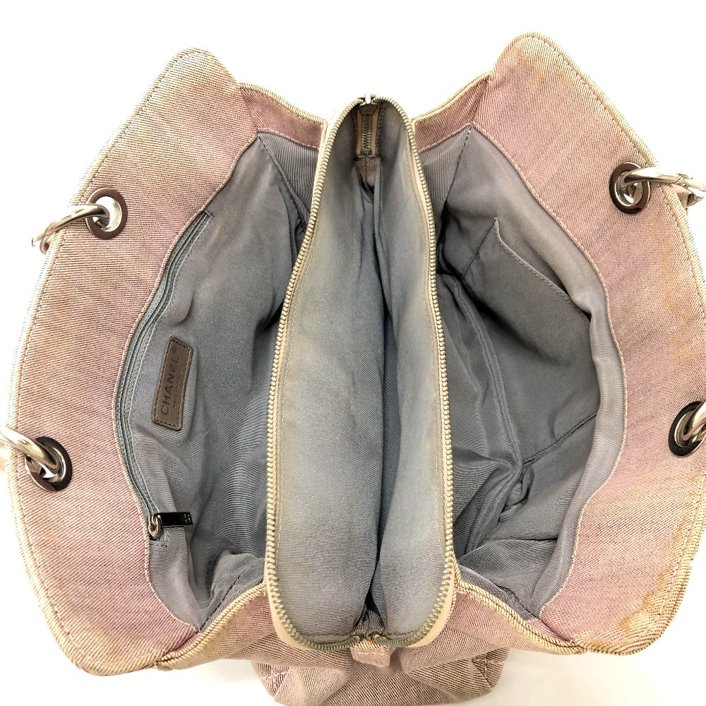 CHANEL Tote Bag Cotton canvas Pink type COCO Mark CC Matrasse Women Used