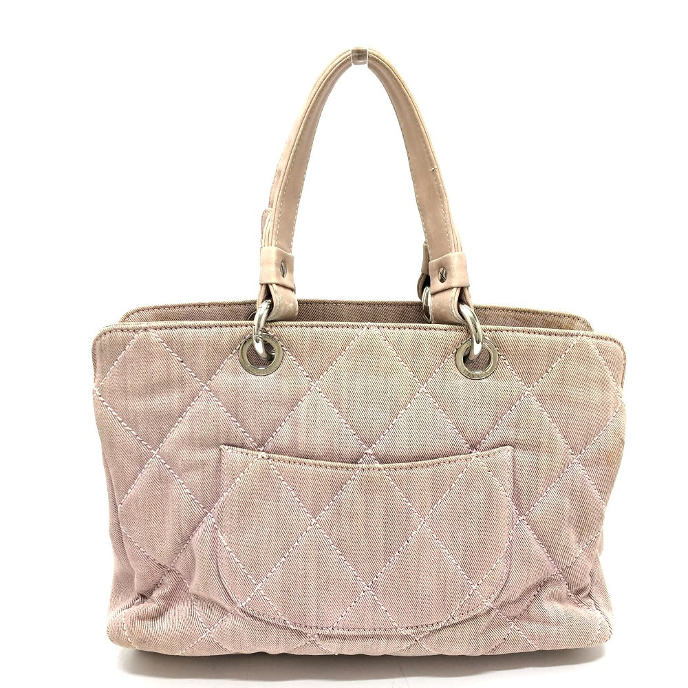 CHANEL Tote Bag Cotton canvas Pink type COCO Mark CC Matrasse Women Used