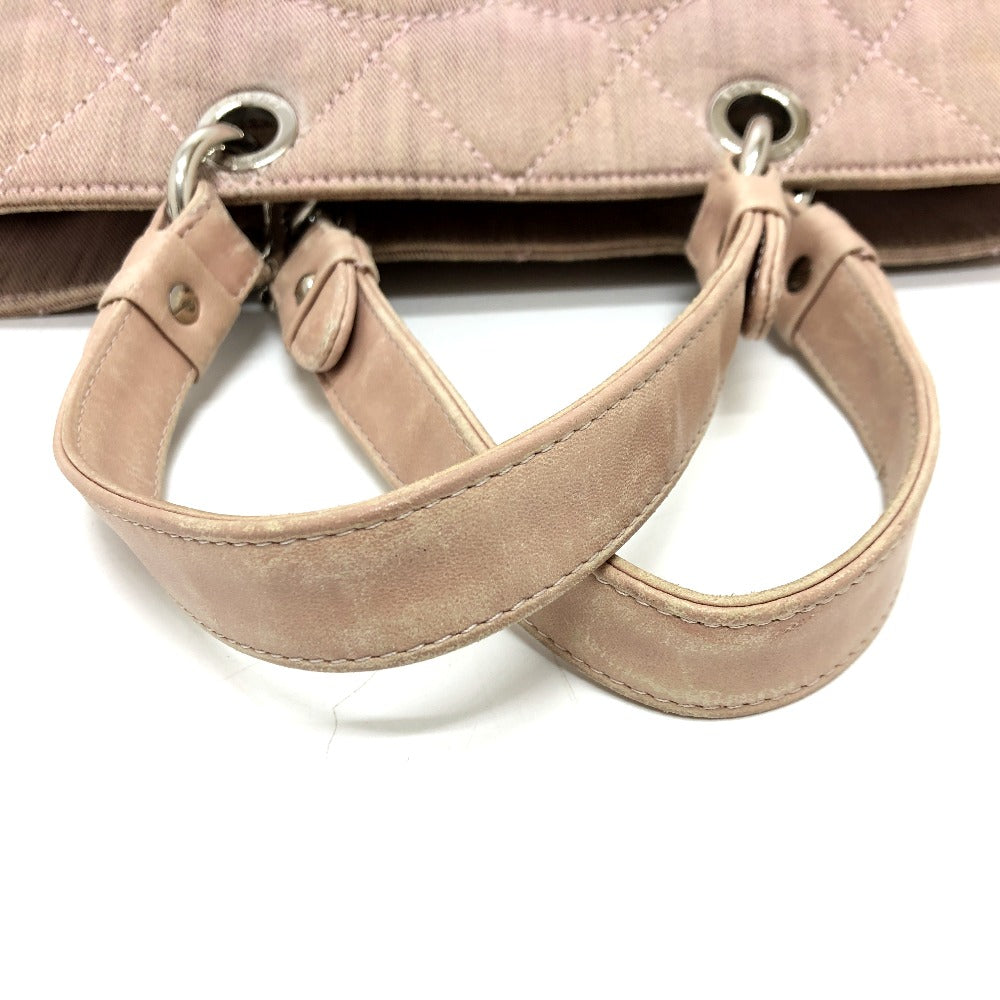 CHANEL Tote Bag Cotton canvas Pink type COCO Mark CC Matrasse Women Used