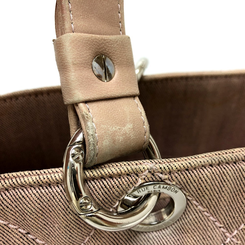 CHANEL Tote Bag Cotton canvas Pink type COCO Mark CC Matrasse Women Used