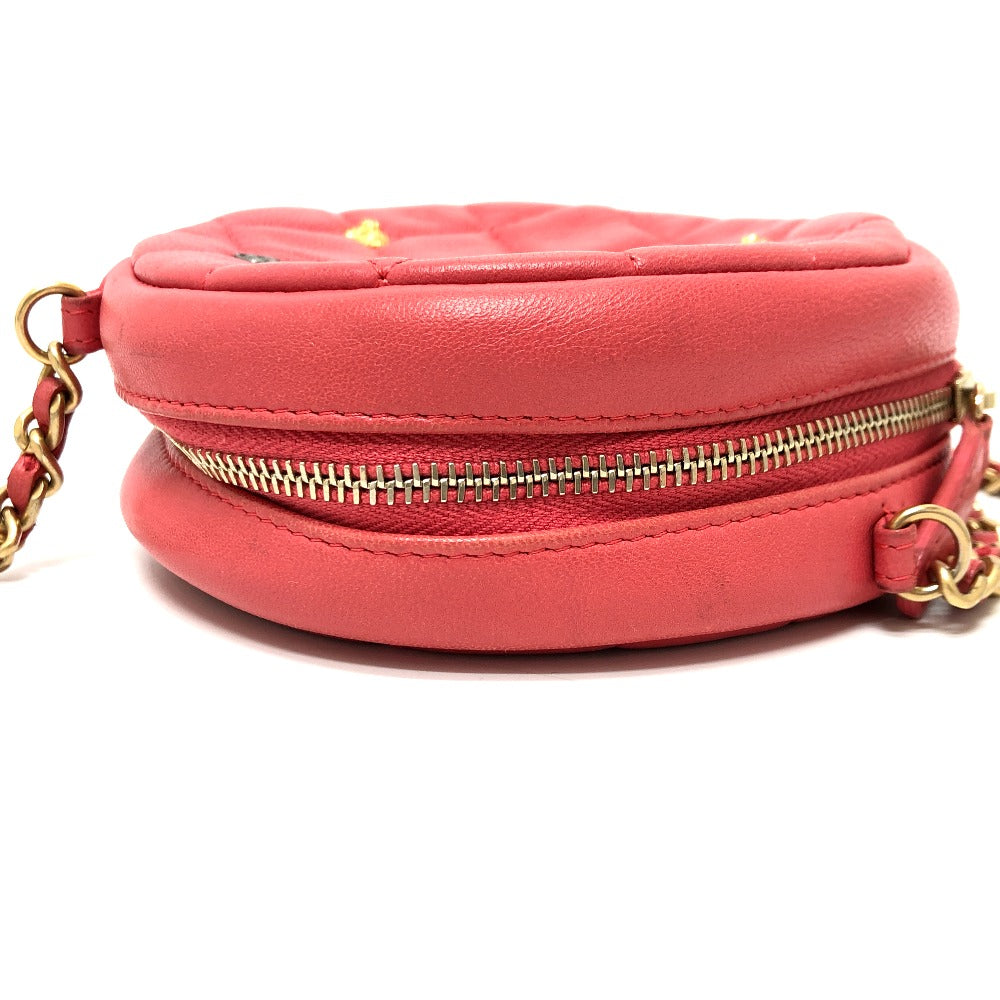 CHANEL Shoulder Bag lambskin Pink type CC COCO Mark Matelasse Mini Round Women Used