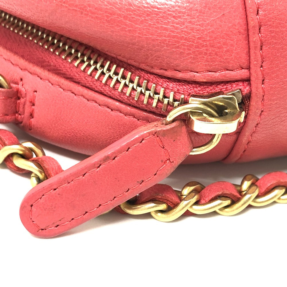 CHANEL Shoulder Bag lambskin Pink type CC COCO Mark Matelasse Mini Round Women Used