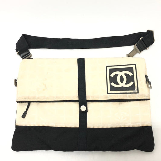 CHANEL Shoulder Bag canvas white CC COCO Mark New travel line Women Used