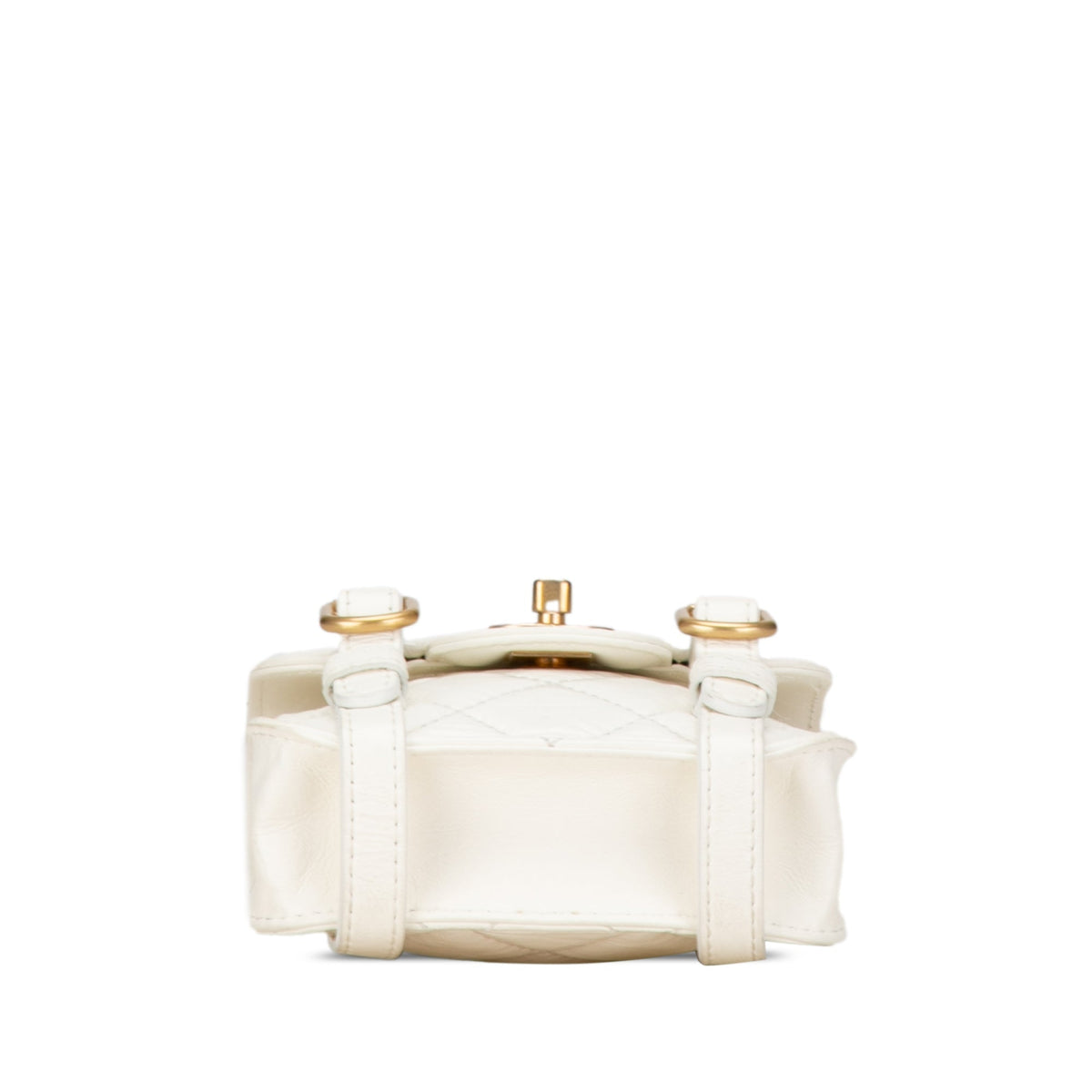 White Chanel Mini Crinkled Calfskin City School Flap Satchel