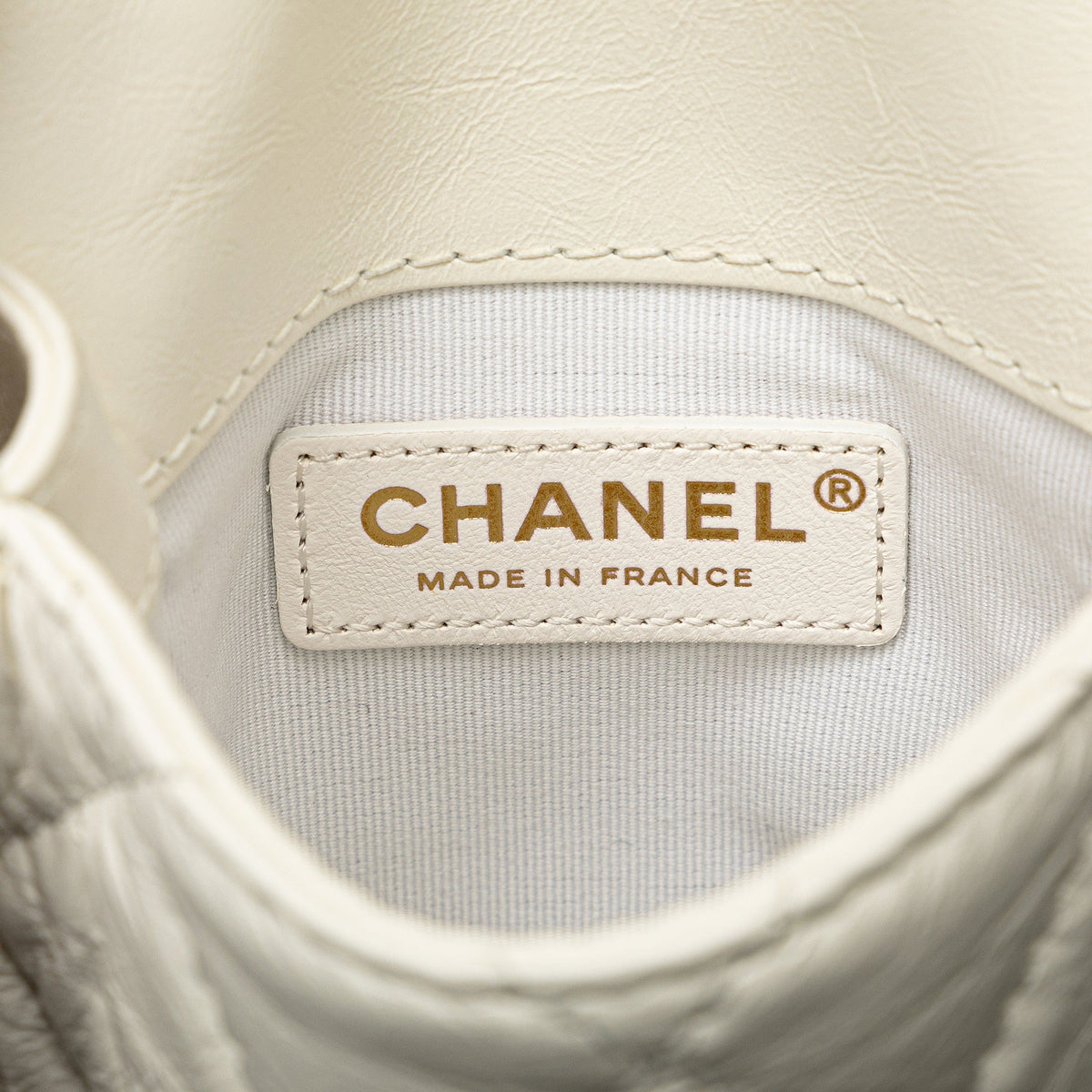White Chanel Mini Crinkled Calfskin City School Flap Satchel