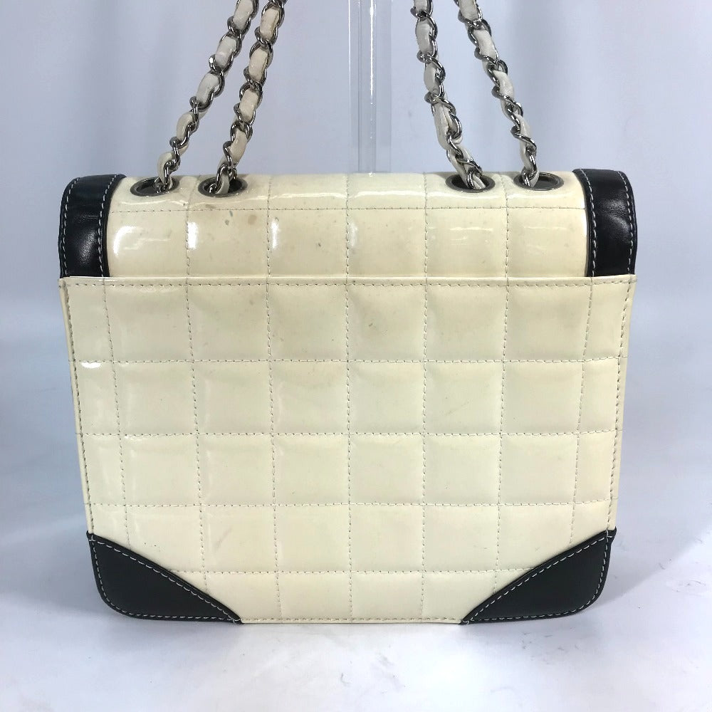 CHANEL Shoulder Bag Patent leather white COCO Mark CC Chocolate bar Women Used