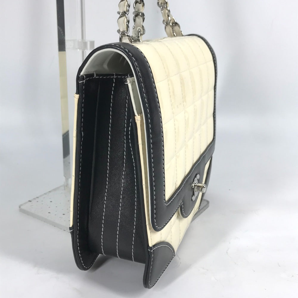 CHANEL Shoulder Bag Patent leather white COCO Mark CC Chocolate bar Women Used