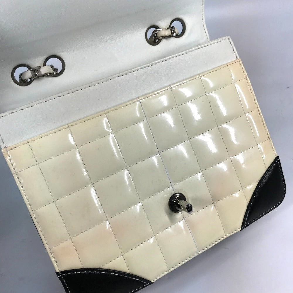 CHANEL Shoulder Bag Patent leather white COCO Mark CC Chocolate bar Women Used