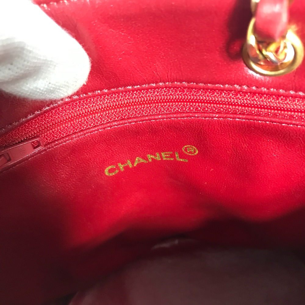 CHANEL Shoulder Bag lambskin Red vintage Matrasse quilting Women Used