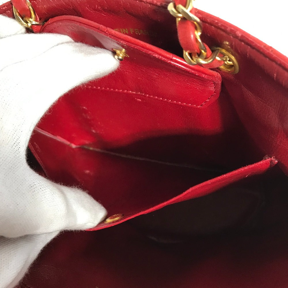 CHANEL Shoulder Bag lambskin Red vintage Matrasse quilting Women Used