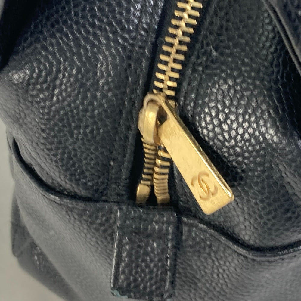 CHANEL Shoulder Bag Caviar skin black CC COCO Mark Matrasse quilting Women Used