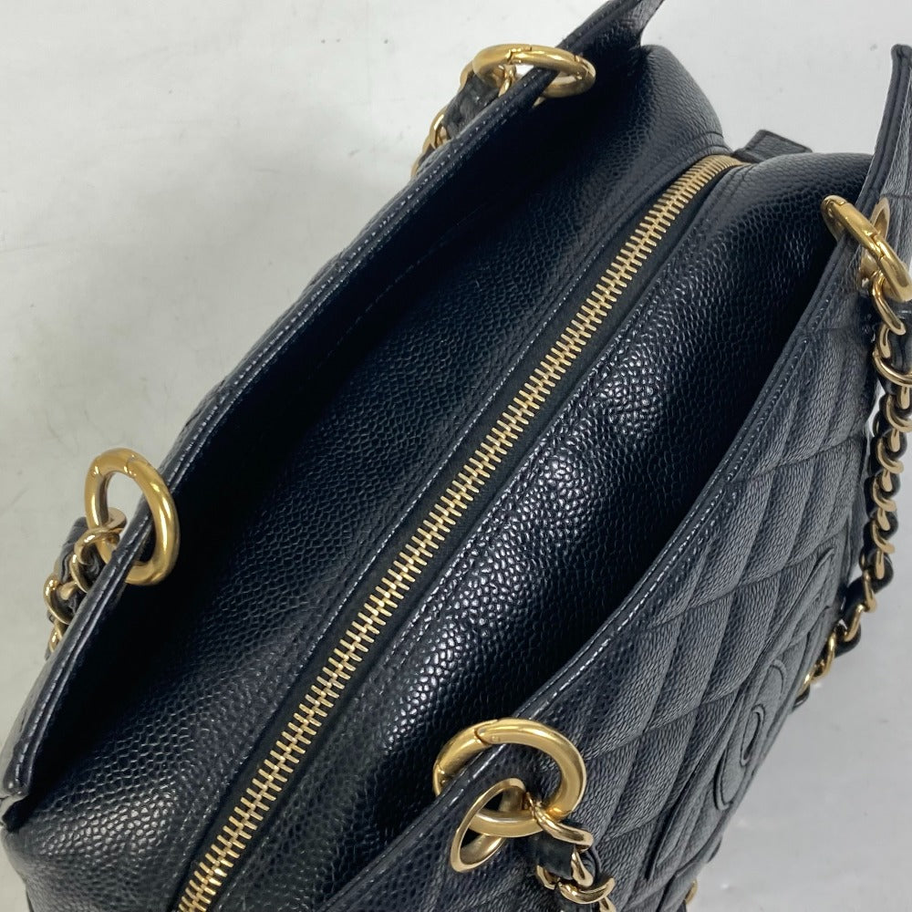 CHANEL Shoulder Bag Caviar skin black CC COCO Mark Matrasse quilting Women Used