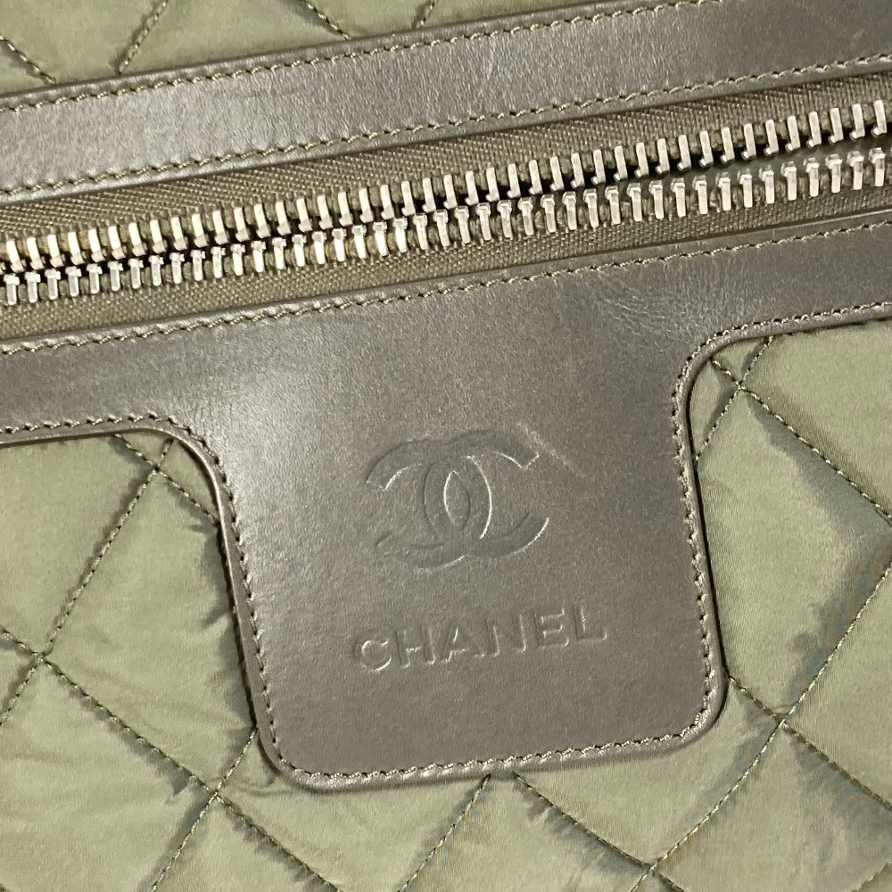 CHANEL Tote Bag A48611 Nylon khaki quilted shawl Cococoon Women Used