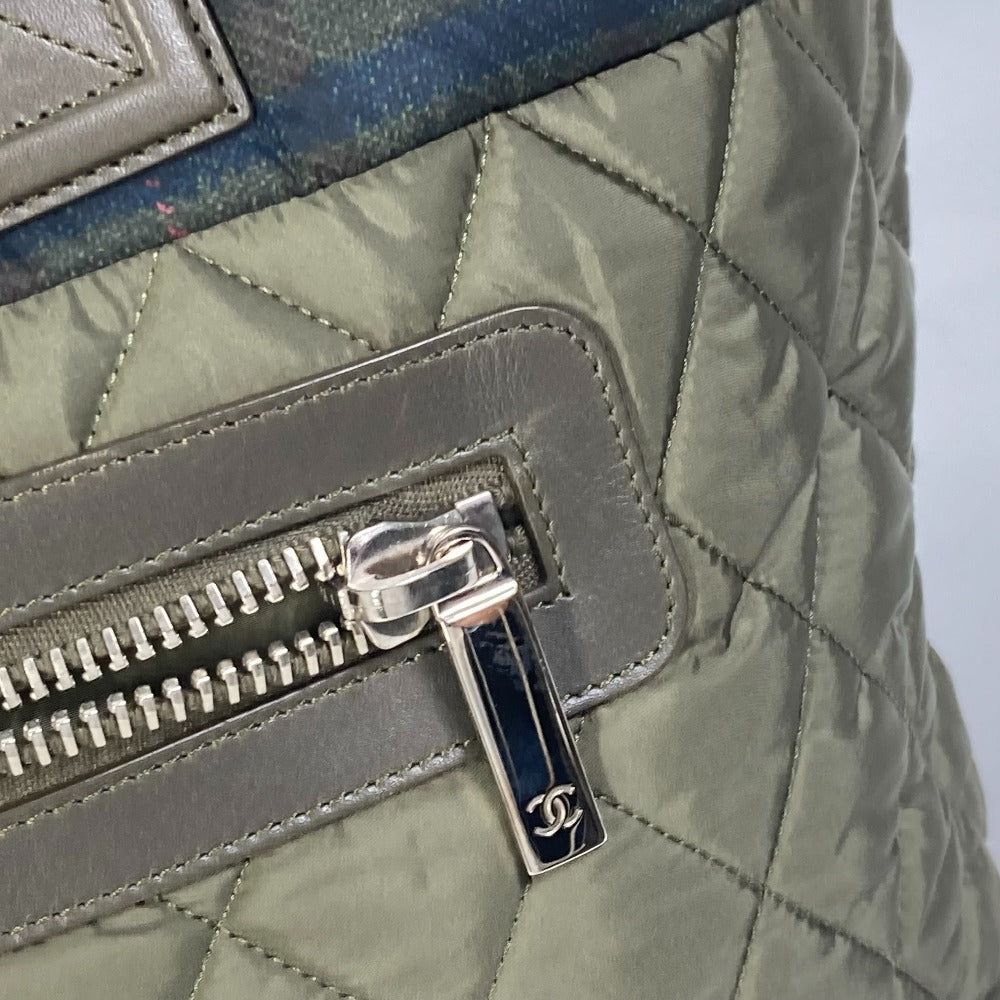 CHANEL Tote Bag A48611 Nylon khaki quilted shawl Cococoon Women Used
