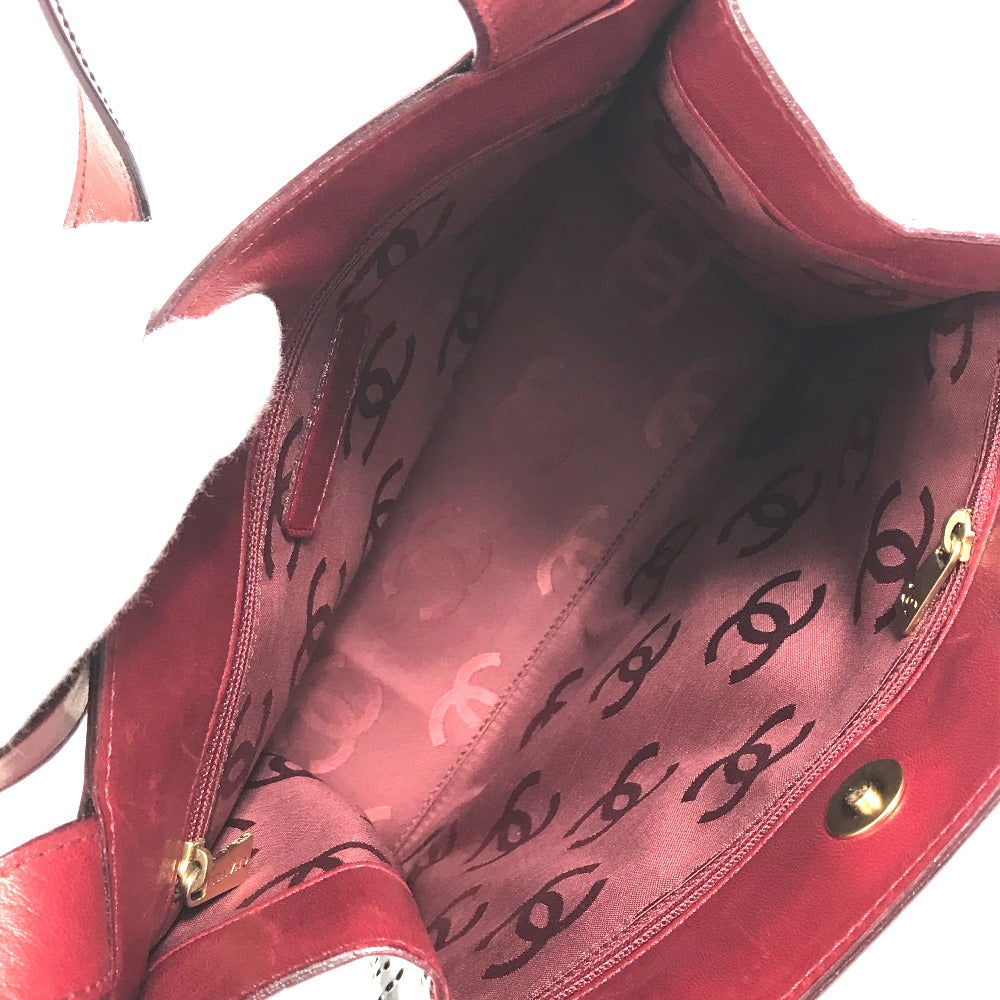 CHANEL Tote Bag Patent leather Bordeauxtype CC COCO Mark punching camellia Women Used