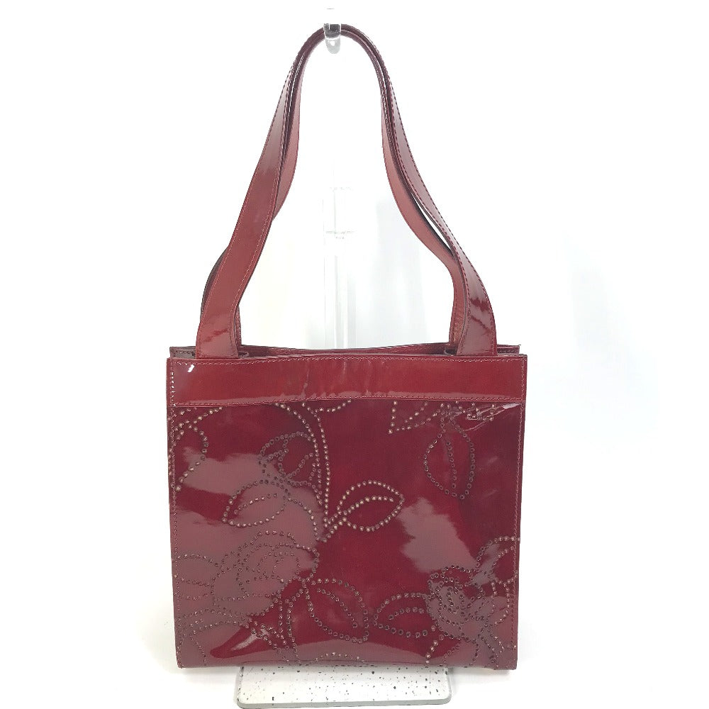 CHANEL Tote Bag Patent leather Bordeauxtype CC COCO Mark punching camellia Women Used