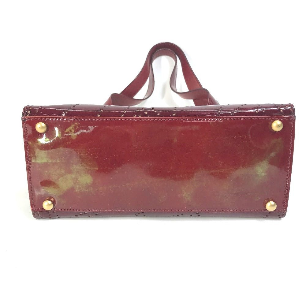 CHANEL Tote Bag Patent leather Bordeauxtype CC COCO Mark punching camellia Women Used