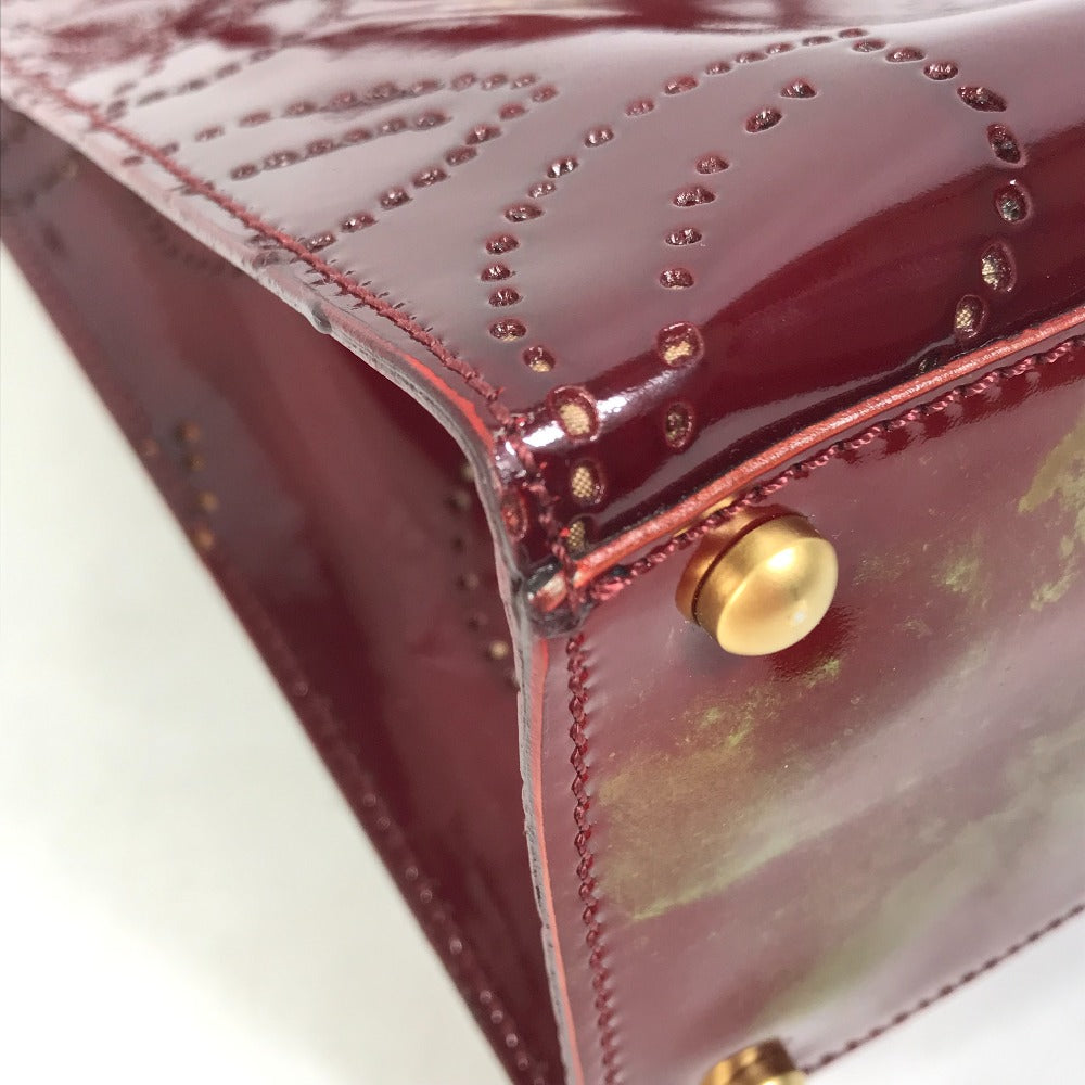 CHANEL Tote Bag Patent leather Bordeauxtype CC COCO Mark punching camellia Women Used