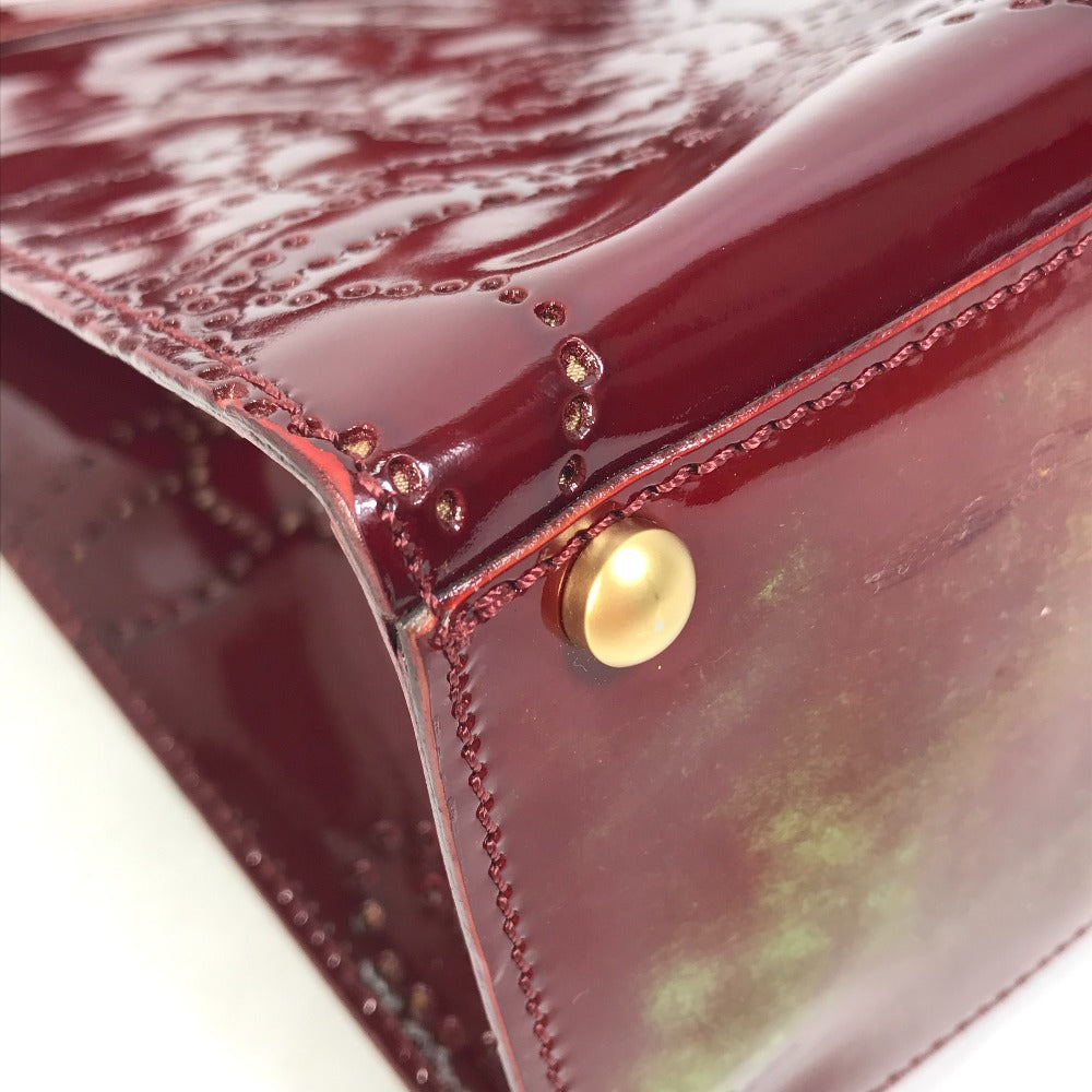 CHANEL Tote Bag Patent leather Bordeauxtype CC COCO Mark punching camellia Women Used