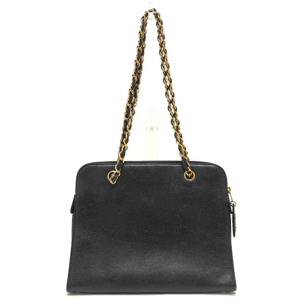 CHANEL Shoulder Bag Caviar skin black vintage COCO Mark CC