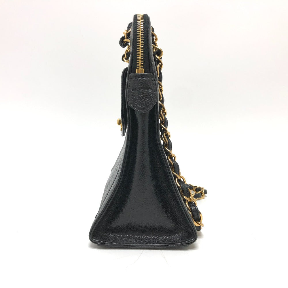 CHANEL Shoulder Bag Caviar skin black vintage COCO Mark CC