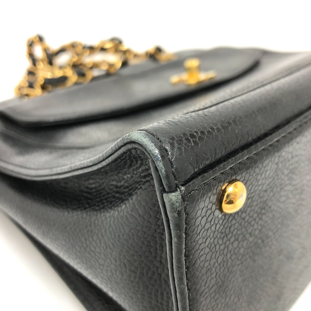 CHANEL Shoulder Bag Caviar skin black vintage COCO Mark CC