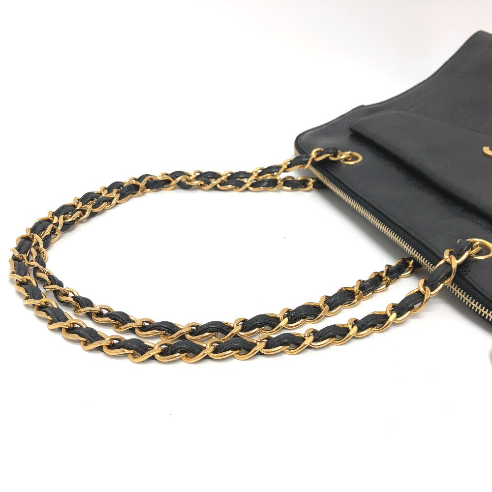 CHANEL Shoulder Bag Caviar skin black vintage COCO Mark CC