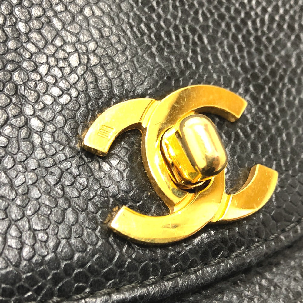 CHANEL Shoulder Bag Caviar skin black vintage COCO Mark CC