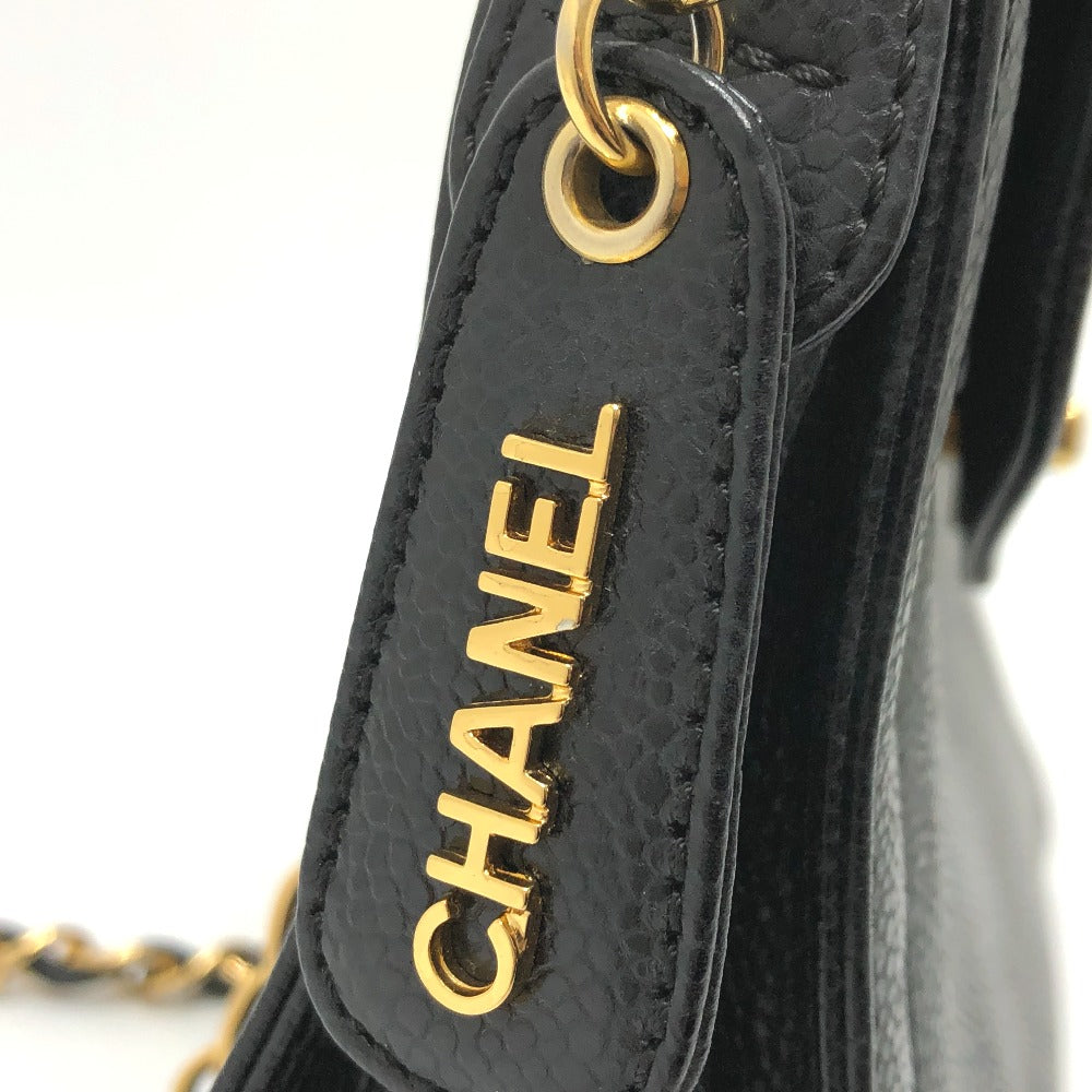CHANEL Shoulder Bag Caviar skin black vintage COCO Mark CC