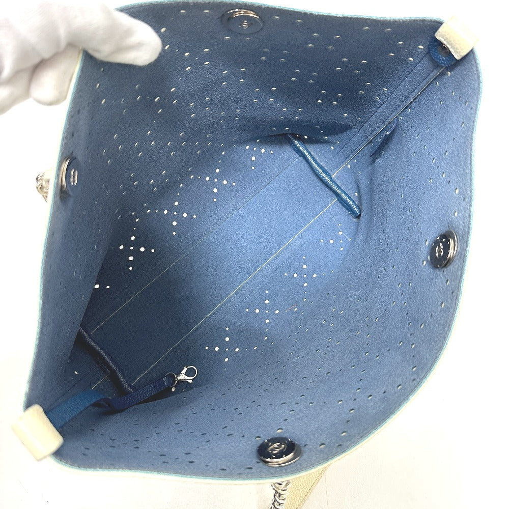 CHANEL Tote Bag Soft caviar skin white COCO Mark CC Charm Matelasse punching Women Used