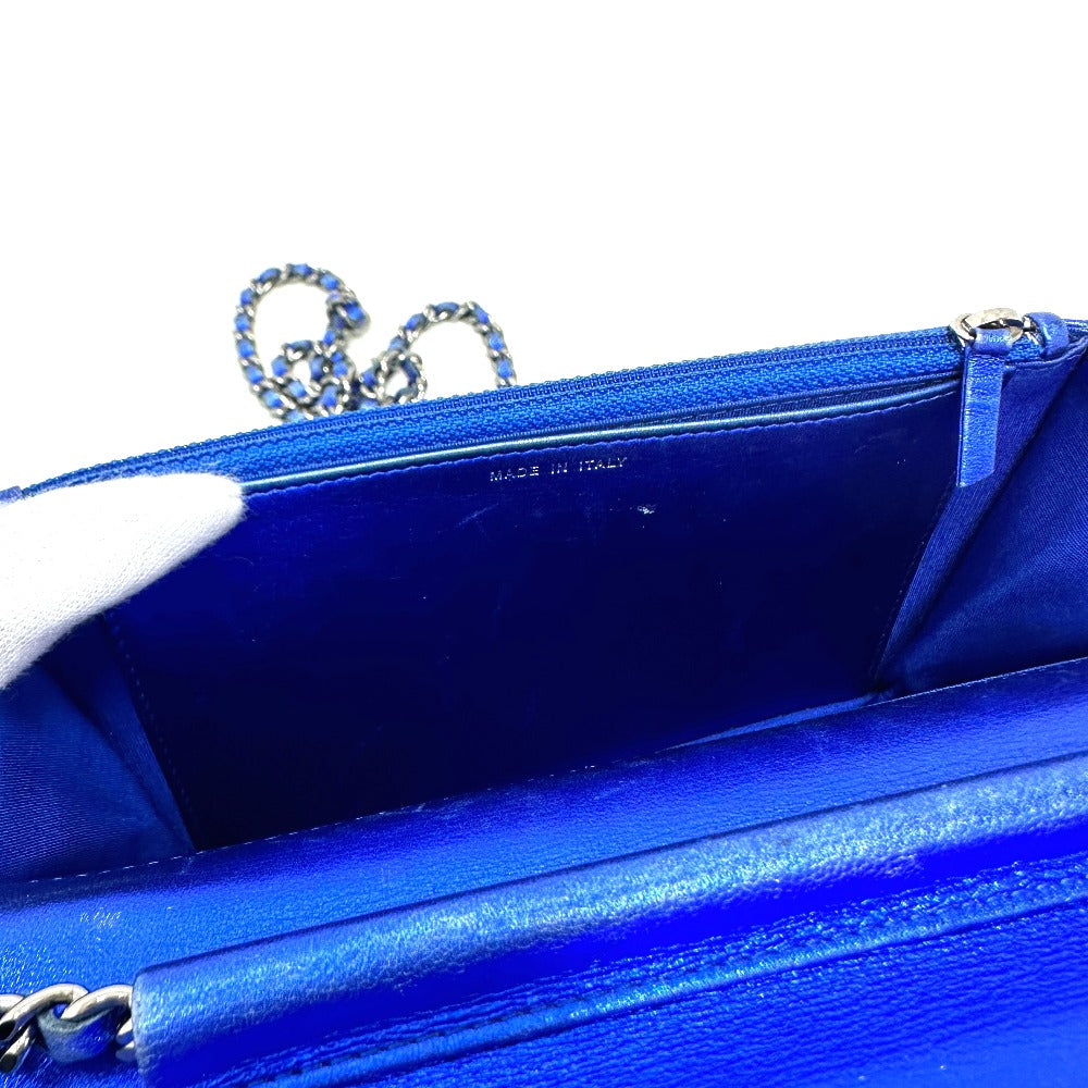 CHANEL Shoulder Bag Patent leather gunmetal blue Long Wallet Purse Bag Chain Bag Boy Chanel CC COCO Mark Women Used