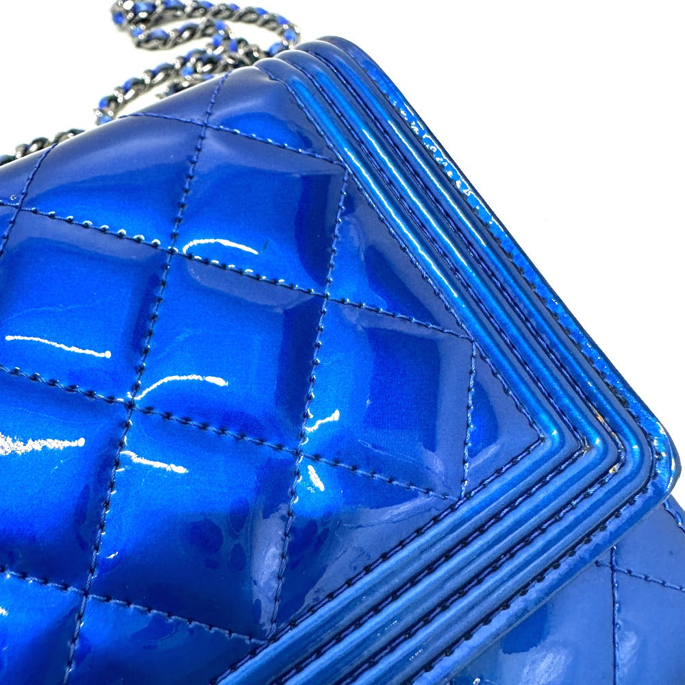 CHANEL Shoulder Bag Patent leather gunmetal blue Long Wallet Purse Bag Chain Bag Boy Chanel CC COCO Mark Women Used