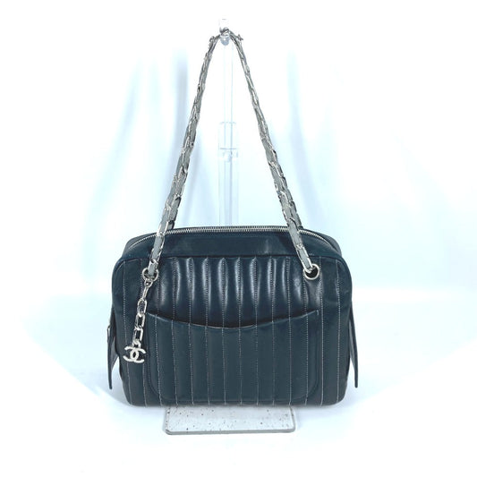 CHANEL Shoulder Bag leather black shoulder bag Mademoiselle Women Used