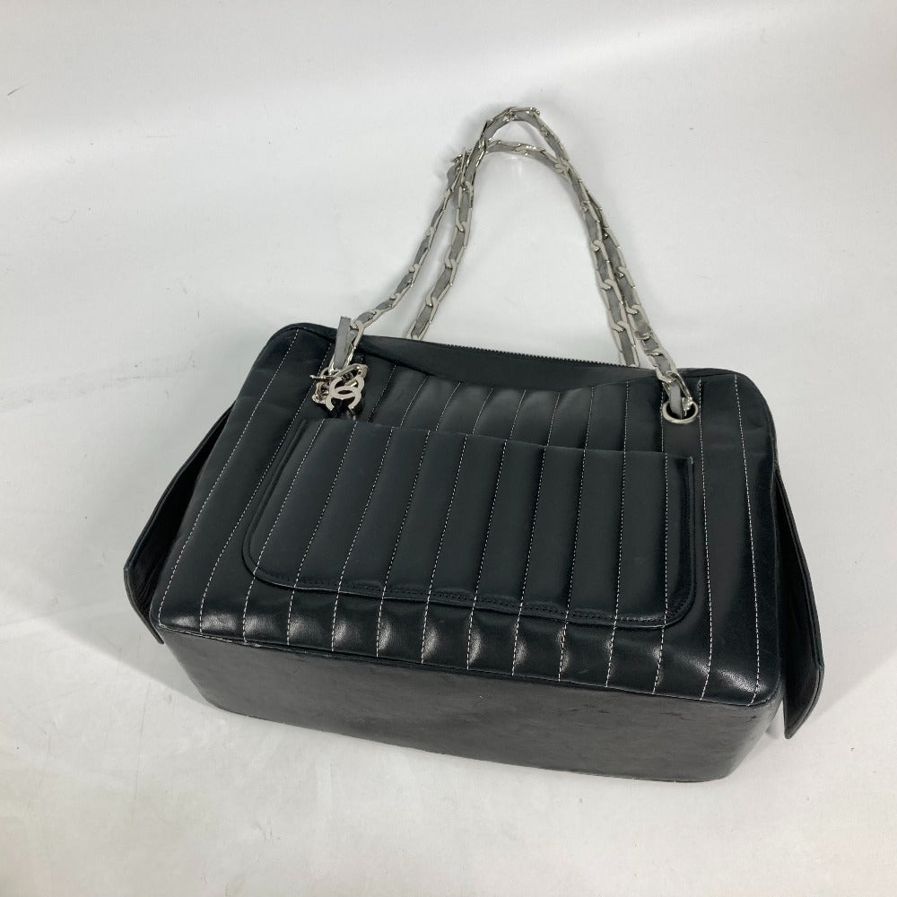 CHANEL Shoulder Bag leather black shoulder bag Mademoiselle Women Used